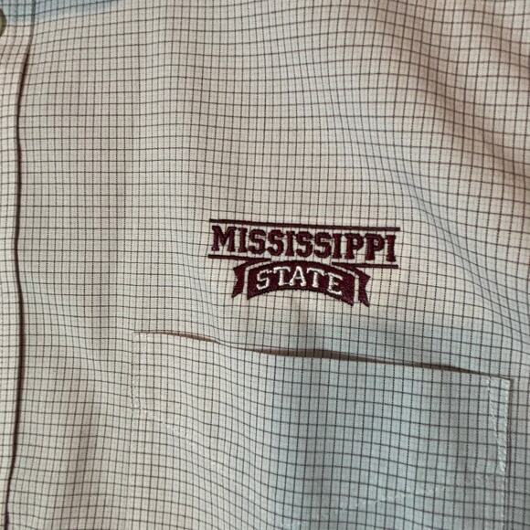 Devon & Jones Mens Size M Mississippi State Button Down Cotton Blend Checked - Picture 3 of 8